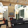 View of the living room from the kitchen side