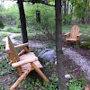 Seating in Mikey's "Grove."   Will be his front yard, visible from large picture window.