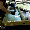 Foaming bottom cracks before placing rigid rectangle in cavity.