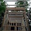 Cantelevered overhang/flying rafters in place!